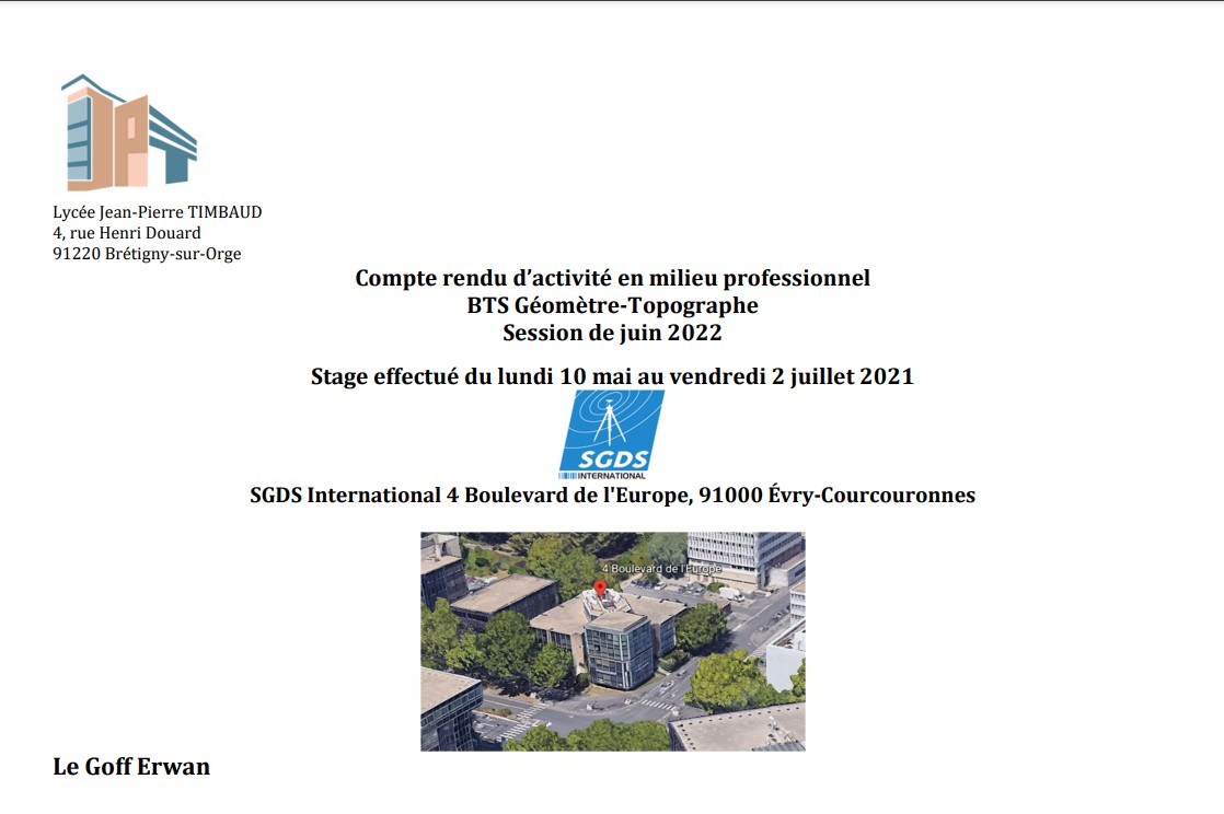 Rapport de stage